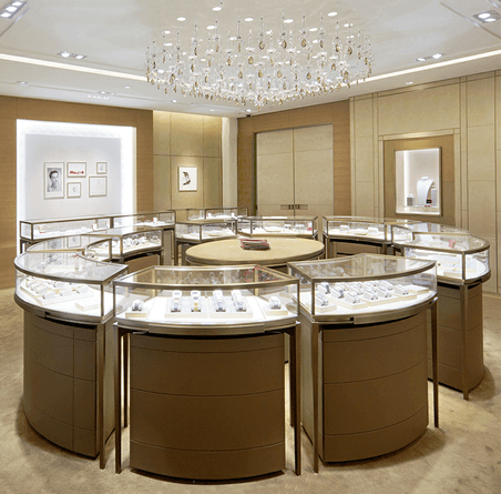 round jewelry shop counter