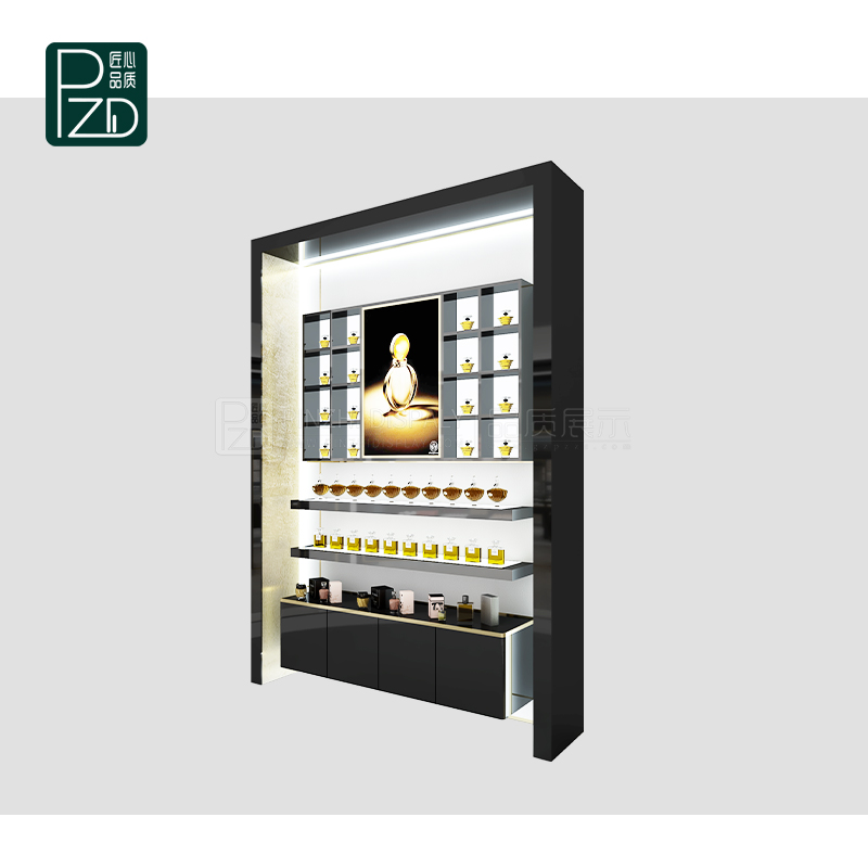 New design cosmetic display cabinet showcase wooden cosmetic showcase