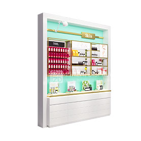 New design high end cosmetic retail wall cabinet wood