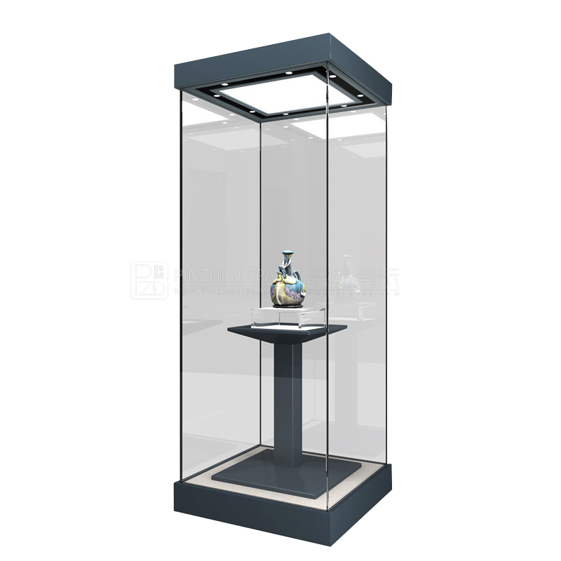 High End Glass Museum Pedestal Display Cases