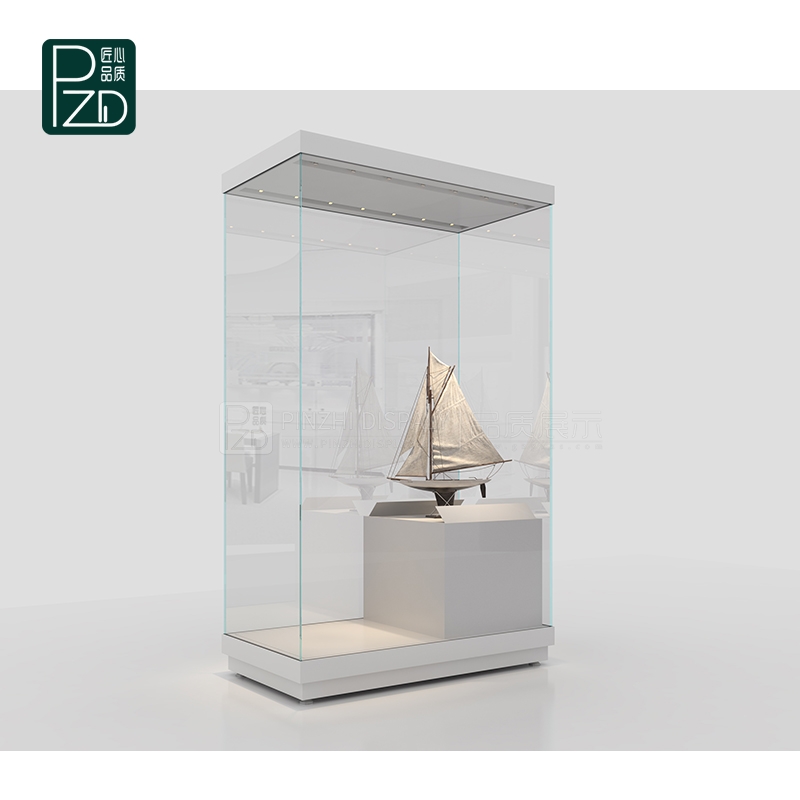 Customized white free standing museum display cabinet