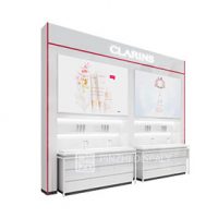Large white showcase for skin care store decoration