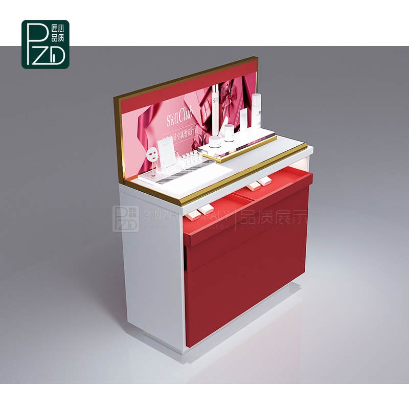 New red cosmetic display table