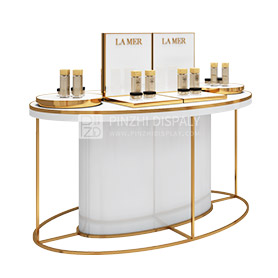 Gold Oval Cosmetic Display Table Display Stand