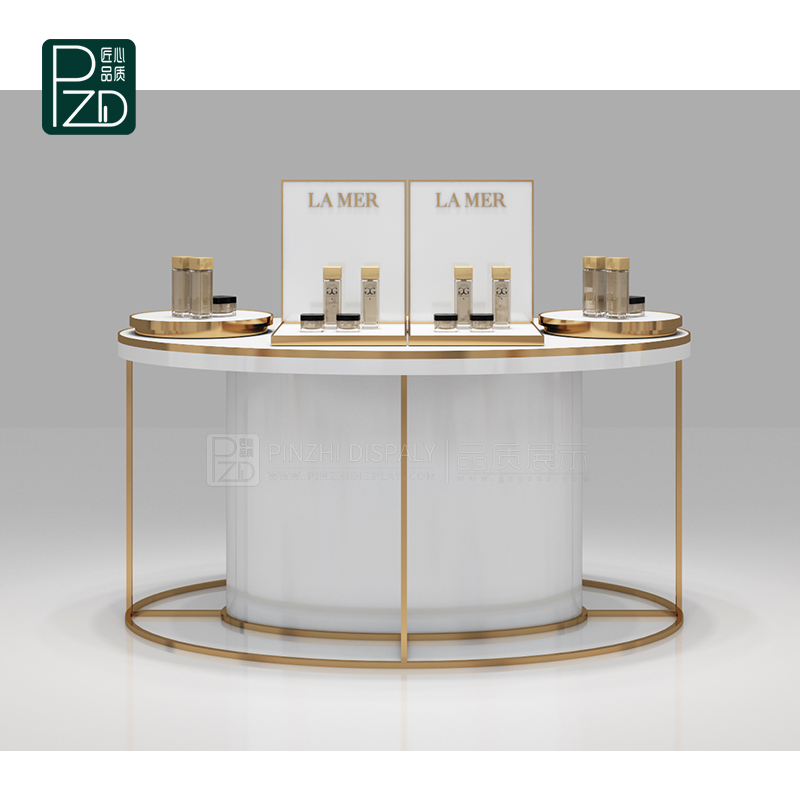 Gold Oval Cosmetic Display Table Display Stand