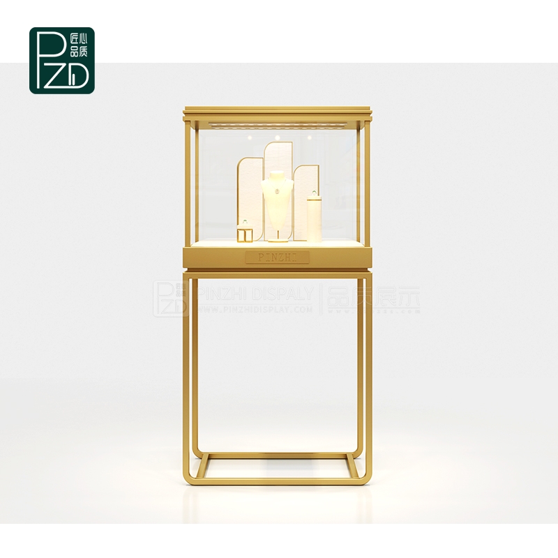  Jewelry Display Furniture Gold Stainless Steel Glass Display Case