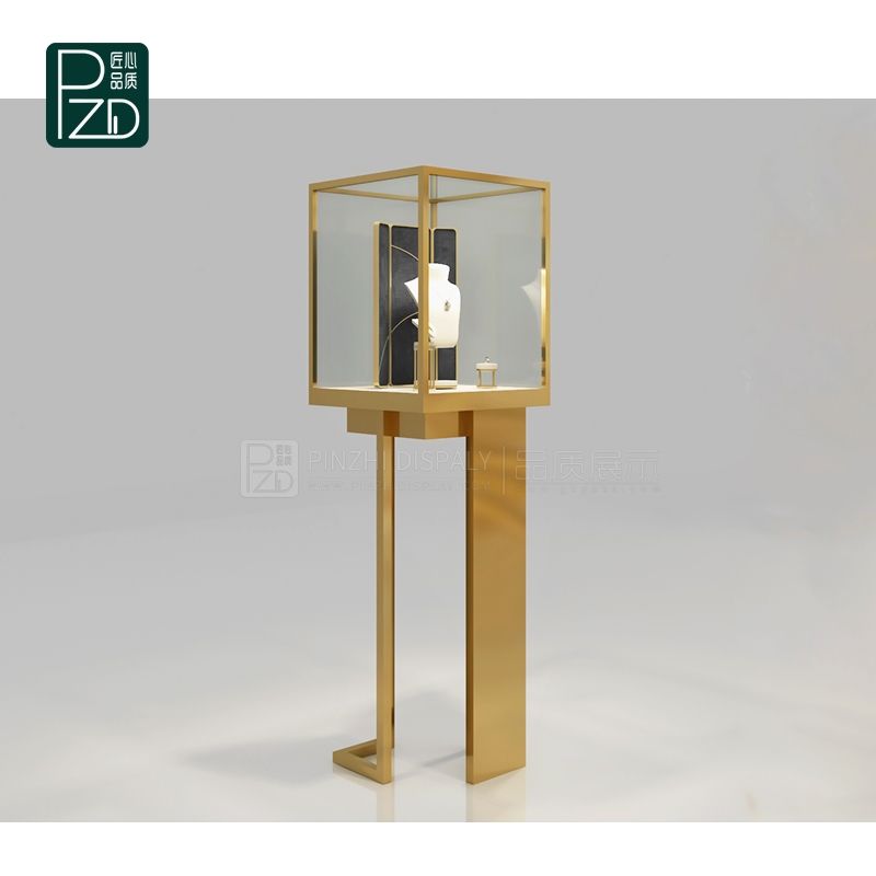 Manufacturing Luxury Golden Showcase For Jewellery Shop