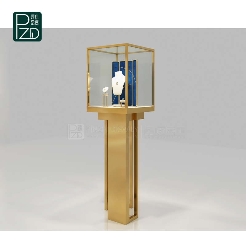 Manufacturing Luxury Golden Showcase For Jewellery Shop