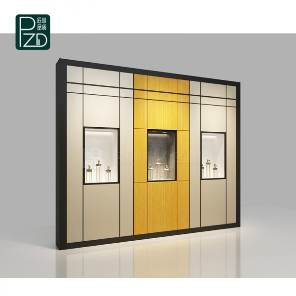 Wooden luxury watch wall showcase for duty free watch shop Guangzhou Pinzhi Display Manufacturer