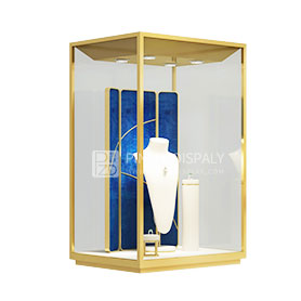 Luxurious gold wall mounted boutique jewellery showcase