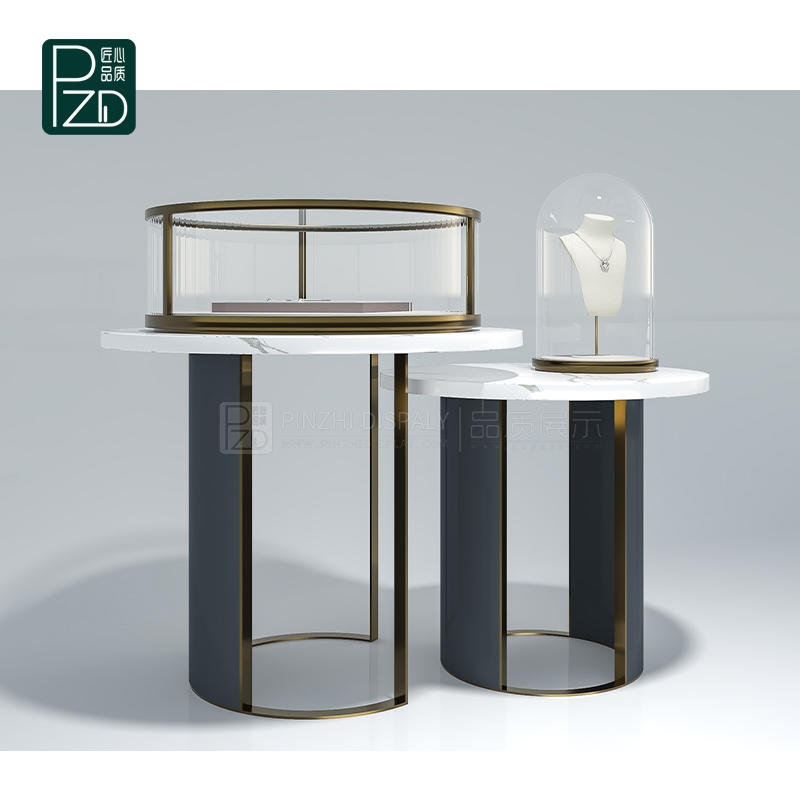Marble Jewelry Showcase with Dome Glass Display Unit