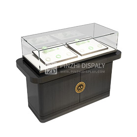 Black Lockable Glass Jewelry Showcase Jade Display Fixtures