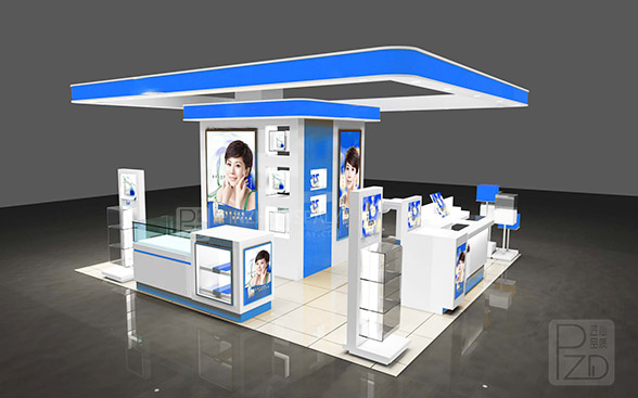 Retail makeup kiosk showcase design 3d draws