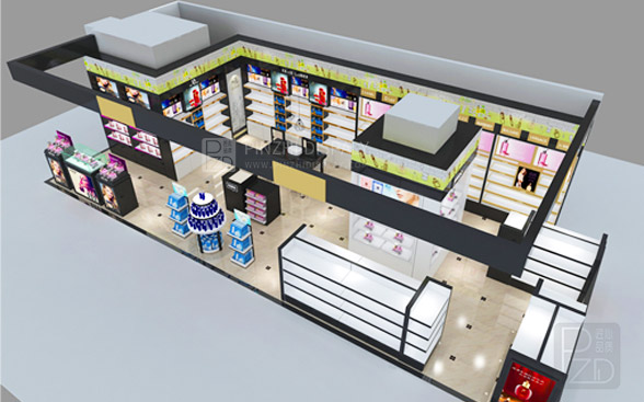 Cosmetic showroom decoration design in shopping mall