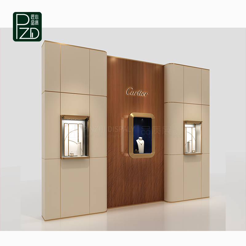 Brand display wall with display cabinets