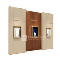 Brand display wall with display cabinets