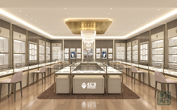 140 square meters brand jewelry chain store design in Oman